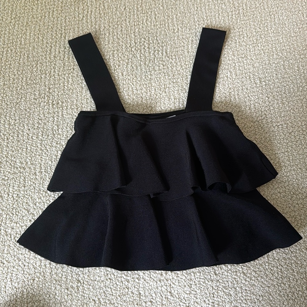 Size small black ruffle tank top from Zara.